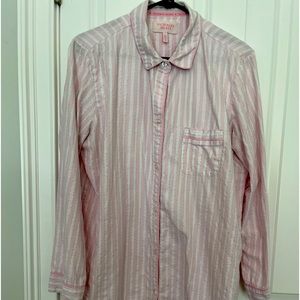 Victoria Secret Large Sleep Shirt Ponk and White Stripes.